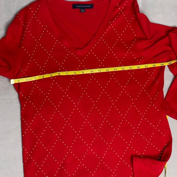 Tommy Hilfiger Sweater L Red 100% Cotton - Picture 9 of 11